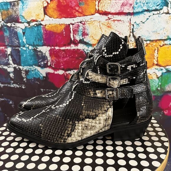 Allsaints Boots Womens 6.5 Snakeskin Darcy Pointed Toe Bootie EUR 37 - Picture 3 of 6